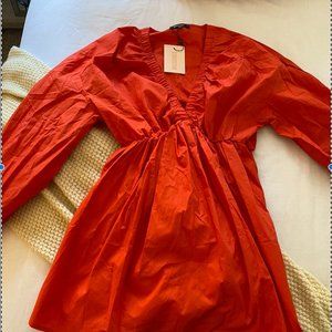 Misguided balloon sleeve smock dress poplin